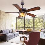 Westing Houses 52cm 110AC Black Crystal Ceiling Fan Light 5 Blades 3 Lampshades for sale