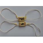 Custom Garment Plastic Lock Brand Seal Hang Tags Strings Colored Emboss Logo for sale