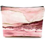 Cute Makeup Bag  Canvas Waterproof Funny Cosmetic Bags for Women Zipper Travel Toiletry Pouch-Pink Marble Makeu for sale