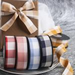 Black And White Checkered Wired Ribbon 7mm-40mm Polyester Ribbon Roll for sale