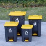 Factory Hot Sale Plastic Waste Pedal Bin 30L 40L 50L  80L 100L Black Trash Can Outdoor Plastic Waste Bin for sale