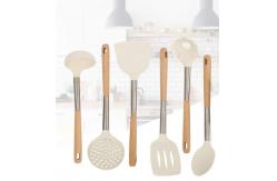 China 6 piece Wood And Silicone Utensil Set ODM Available scratchfree supplier