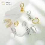 18k Plated Heart Charm Hoop Earrings Zircon Stone Ear Cuffs Jewelry for sale