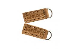 China Square Custom Leather Labels Stong Clothing Articles Handmade With Eyelet supplier