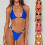 Nylon Glitter Sexy High Waisted Bikini Nylon Glossy Fabric Push Up Bathing Suits for sale