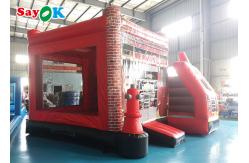 China Fire Truck Themed Inflatable Bouncing Castle For Children Amusement Park supplier