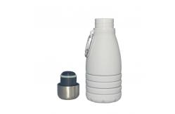 China Silicone Foldable Biodegradable Reusable Water Bottles 550ml Grey Customized supplier