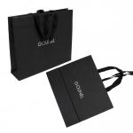 Full Embossing Black Dyed Garment Paper Shopping Bags With Handles for sale
