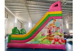 China Amusement Park Inflatable Dry Slides Candy House Inflatable Slides Castle For Kids supplier