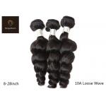 Double wefted 10a Reinforced Real Human Hair Bundles Loose Wave Black Color for sale