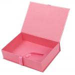 Book Shape Pink Printed Magnetic Cardboard Gift Box With Ribbon Decoration for sale
