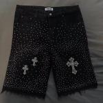 Custom Slim Jeans Summer Vintage Street Wear Heavyweight Denim Shorts Manufacturers Men's Baggy Denim Shorts Rhinestone Jorts for sale