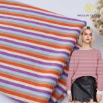 Sweat Absorbing Cotton French Terry Fabric 21S Spring Striped Knit Cloth for sale