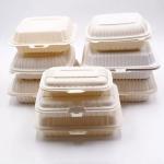Hotel Biodegradable 600ml Corn Starch Tableware Disposable Clamshell Containers for sale