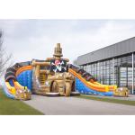 Giant Inflatable Pirate Cove Ship With Two Lanes Slide For Children Entertainment