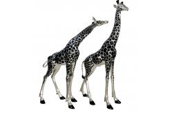 China Matte Stainless Steel Giraffe Sculpture Pair Elegant Abstract Duo For Modern Gardens supplier