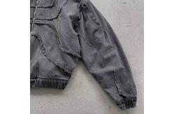 China Custom Washed Denim Hoodie Jacket Reverse Stitch Face Masked Ninja Zip Up Hoodie supplier