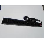 Germany Black 8 Outlet Power Bar With Extra Long Cord / Aluminum Housing Schuko Plug for sale