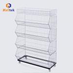 Customized Supermarket Rolling Metal Wire Container Promotion Mesh Cage With Wheels for sale