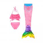 Polyester And Spandex Mermaid Tails For Swimming , Grils Swimmable Bathing Suit 3Pcs