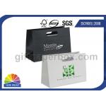 Hot Stamping Die Cut Handle Printed Paper Bags White Or Black With Art Paper for sale
