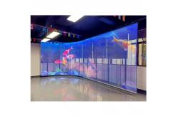 China Programmable HD HQ 1R1G1B 4.81mm Transparent LED Screen Digital Signage Stand supplier