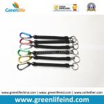 Plastic Extendable Black Coiled Plier Protecting Coil Lanyard w/Aluminum Carabiners