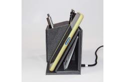 China Multipurpose Leather Pencil Holder Desk Organiser With Wireless Charger Waterproof supplier