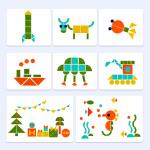 9 Basic Felt Geometric Shape Puzzles Creative Thinking Felt Animal Stickers CMYK Printing