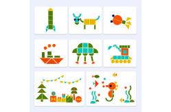 China 9 Basic Felt Geometric Shape Puzzles Creative Thinking Felt Animal Stickers CMYK Printing supplier