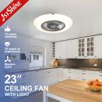 Bladeless 23 Inches Bedroom Fan With Light Quiet Dc Motor Low Noise Timing Smart for sale