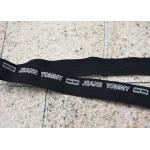 2cm Black Elastic Webbing Straps Printed With White Cut Out Letters Logo