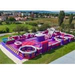 Durable Inflatable Theme Park With PVC Tarpaulin Material Purple And Blue for sale