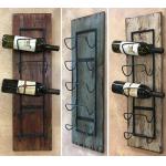 wine rack wall wood 5 bottle holder with metal home decor for sale