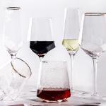 Clear Crystal Wine Glasses Diamond Shaped Lead Free Goblet OEM Service