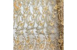 China 20% Nylon 3D Applique Heavy Beaded Lace Fabric With Floral Pattern supplier