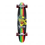 Punked Skateboards Kicktail Rasta Lion Longboard Complete Skateboard - 9.75 x 40 for sale