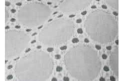 China 130CM White Cotton Eyelet Lace Fabric Openwork Circle Lace Design Dress Fabric supplier