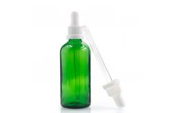 China 100ml Green Round Oil Dropper Glass Bottle Screen Printing Hot Stamping supplier