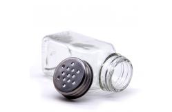 China 4Oz Empty Square Transparent Glass Spice Jar With Bamboo Wood Lid supplier