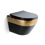 Electroplated Black Gold Ceramic Wall Hanging Toilet Rimless for sale