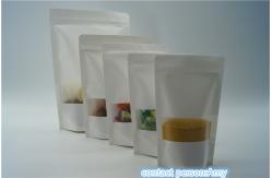China In Stock Clear Window Kraft Paper Pouches Resealable Zipper For Food Packaging supplier