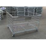 Folding Stackable Industrial Wire Containers Pallet Cage With U Shaped Channel for sale