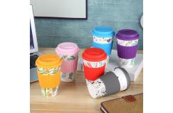 China Biodegradable 400ml Bamboo Fiber Coffee Cup With Silicone Cover supplier