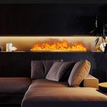 Rectangular Electric Steam Fireplace with Remote Control and Automatic Water Addition