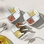 PET Household Kitchen Salt Jar Multi Grid Function Kitchen Spice Box  With Spoon