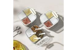China PET Household Kitchen Salt Jar Multi Grid Function Kitchen Spice Box  With Spoon supplier