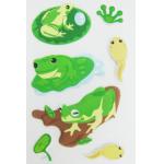 Soft Fuzzy PVC Kids Puffy Stickers Light Green Cartoon Frog Shape Eco Friendly for sale