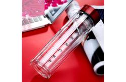 China Portable Double Wall Glass Water Bottle With Strainer / Rubber Seal Durable supplier