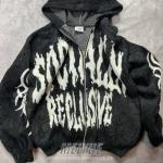 Custom Knit Mohair Logo Vintage Distressed Hoodies Warm Heavyweight Streetwear Zip Up Hoodie for sale